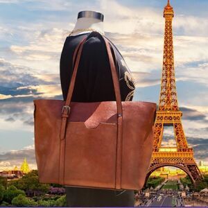 LEATHER OIL WAX SHOULDER BAG / CROSSBODY BROWN COLOR WOMEN HANDBAG